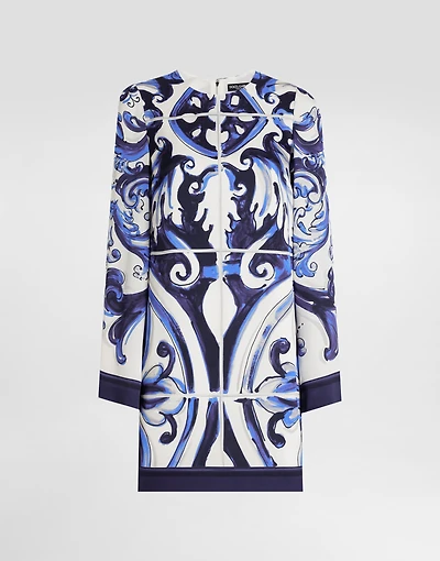 Majolica-print charmeuse dress