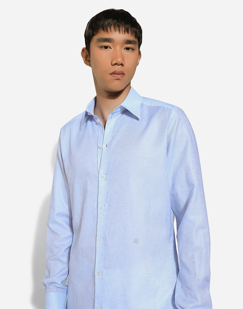 Cotton and linen Martini-fit shirt