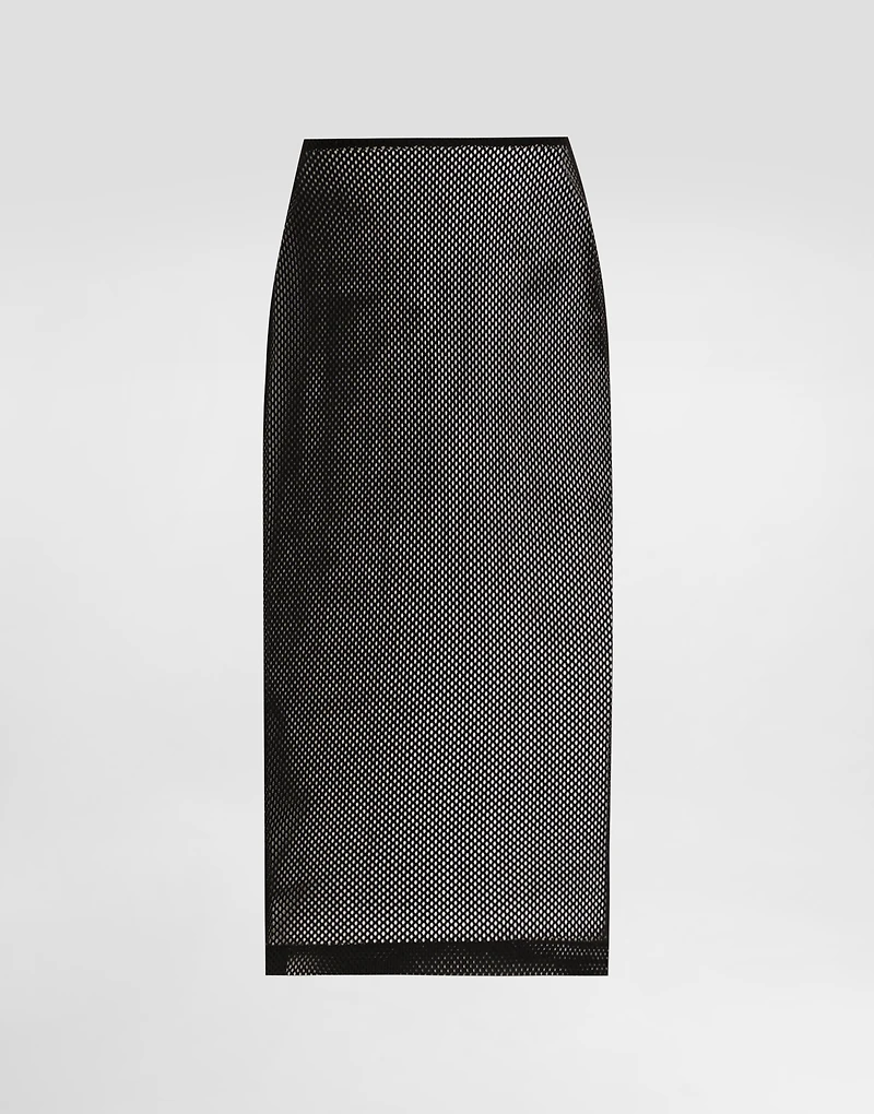 Mesh calf-length skirt