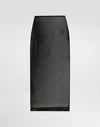Mesh calf-length skirt