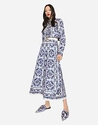 Majolica-print poplin culottes
