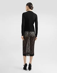 Calf-length floral lace dress