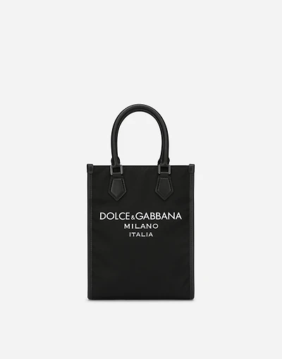 Small nylon bag with rubberized logo