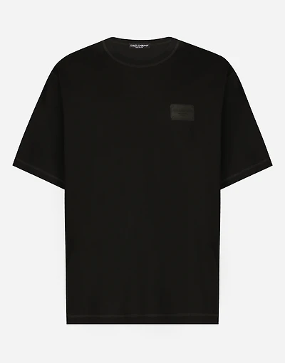 Cotton T-shirt with branded tag