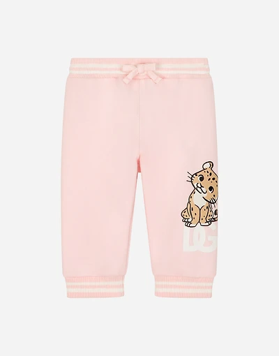 Jersey jogging pants with DG logo and leopard