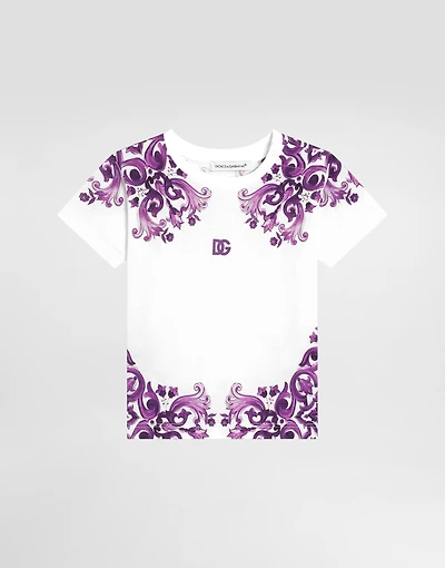 Majolica-print short-sleeved jersey t-shirt