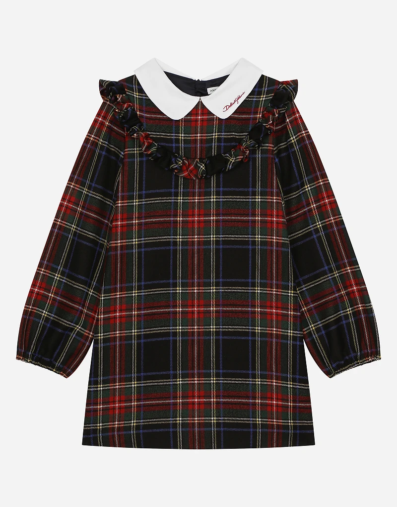 Wool-blend tartan dress
