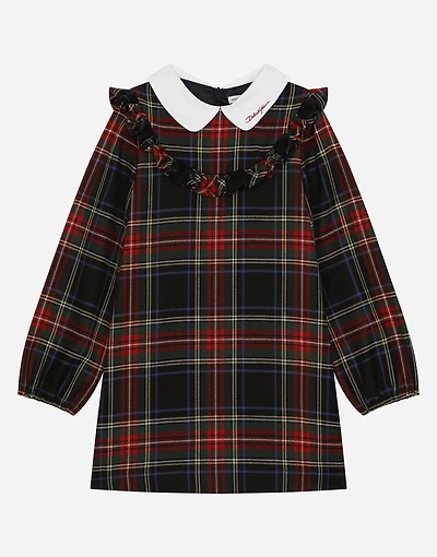 Wool-blend tartan dress