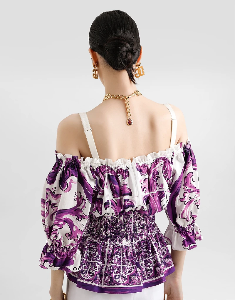 Majolica-print poplin top