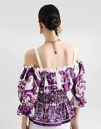 Majolica-print poplin top