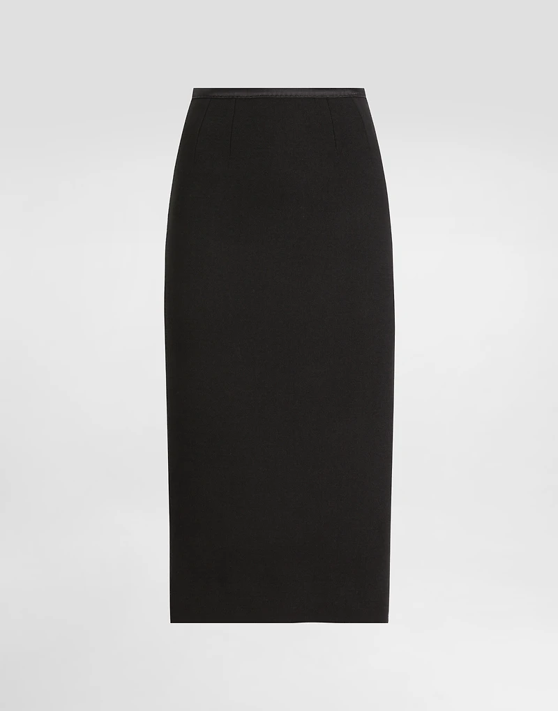 Wool crepe calf-length pencil dress