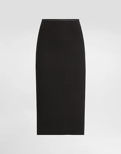 Wool crepe calf-length pencil dress
