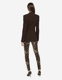 Jersey leggings with jacquard leopard design