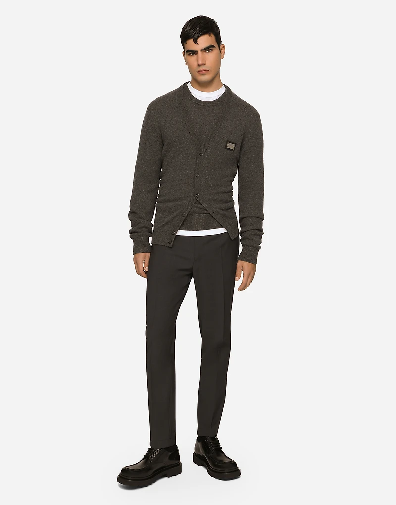 Stretch cotton pants with DG patch