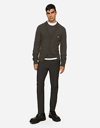 Stretch cotton pants with DG patch