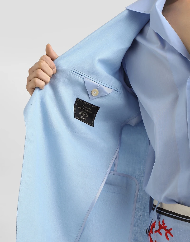 Sicilia single-breasted linen jacket