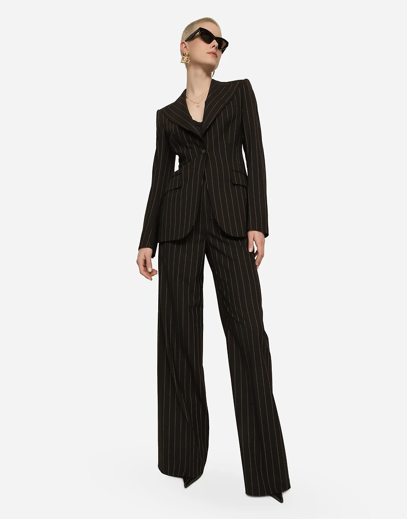 Single-breasted pinstripe wool Turlington jacket