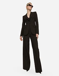 Single-breasted pinstripe wool Turlington jacket