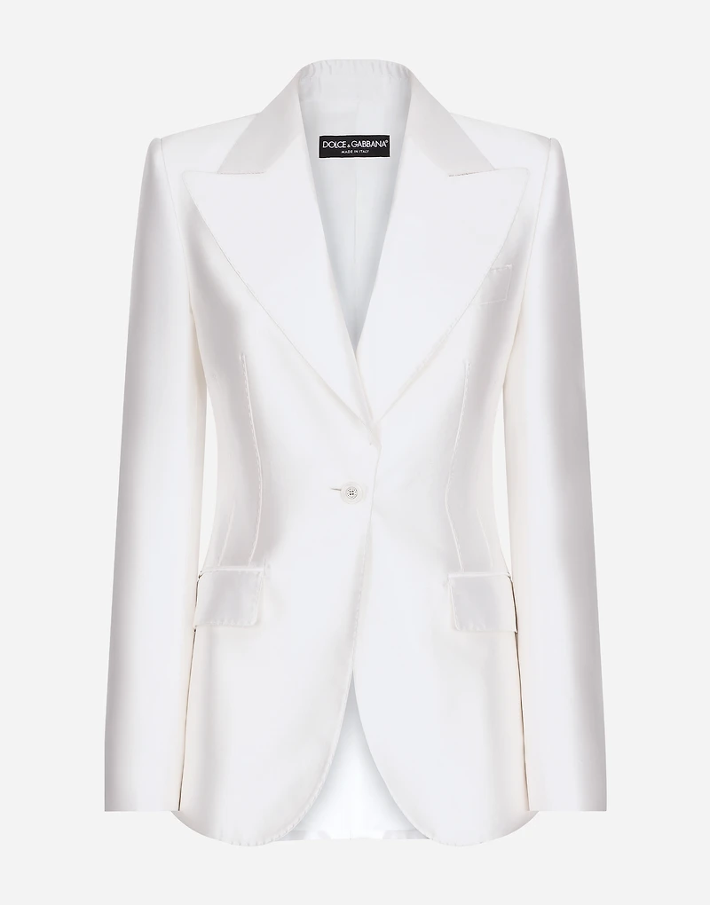Single-breasted Mikado silk Turlington jacket