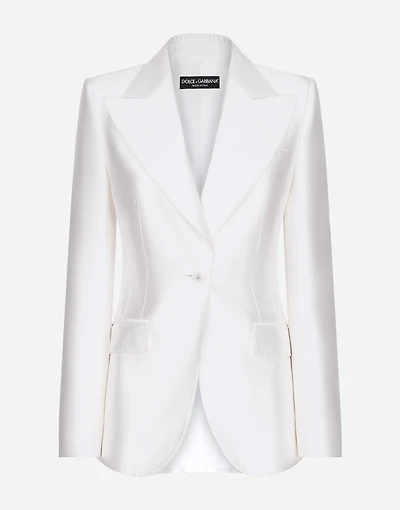 Single-breasted Mikado silk Turlington jacket