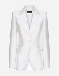 Single-breasted Mikado silk Turlington jacket