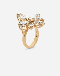 Butterfly Ring 18-carat yellow gold, aquamarines, citrines, and diamonds