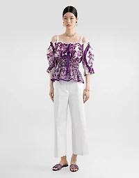 Majolica-print poplin top