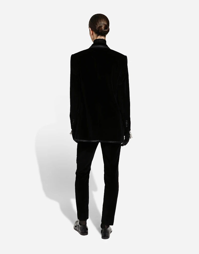 Tailored velvet tuxedo pants