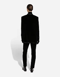 Tailored velvet tuxedo pants