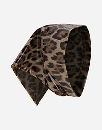 Leopard-print coated satin triangle veil