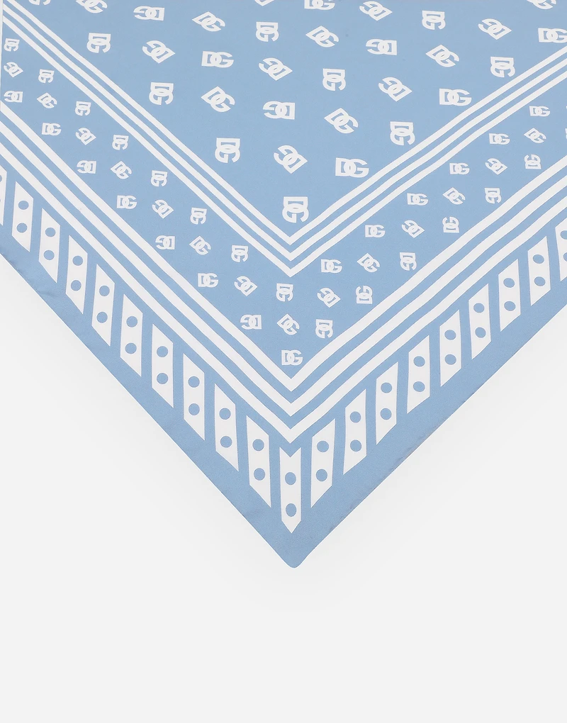 Silk twill foulard with all-over DG logo print (90x90)
