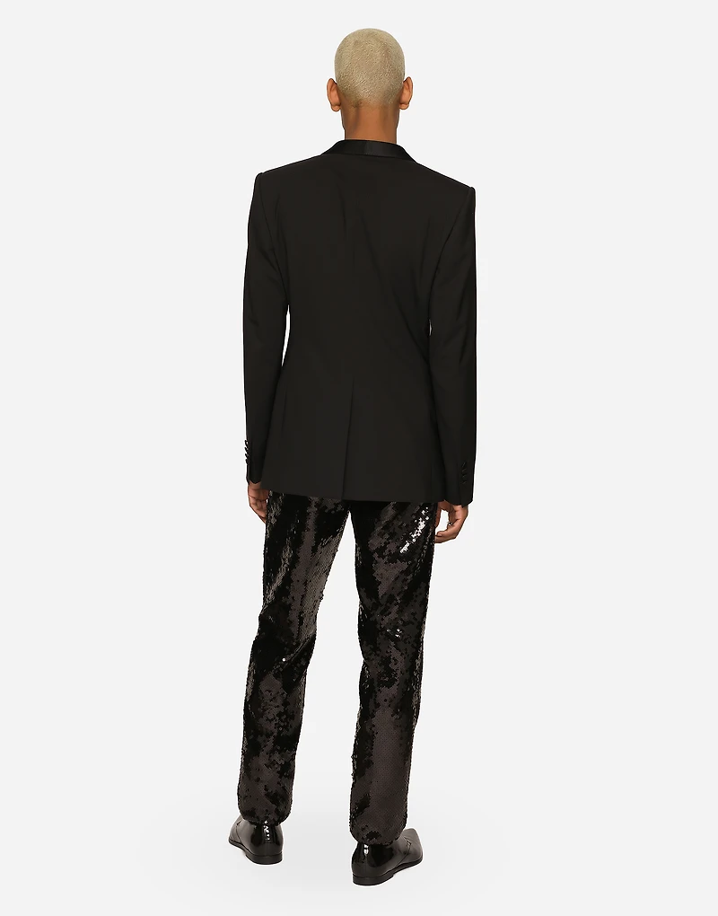 Single-breasted stretch wool Sicilia-fit tuxedo jacket