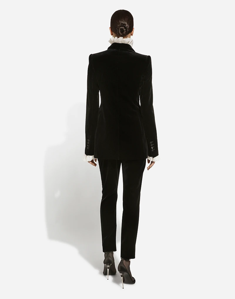 Double-breasted wool waistcoat with round neck