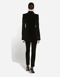 Double-breasted wool waistcoat with round neck