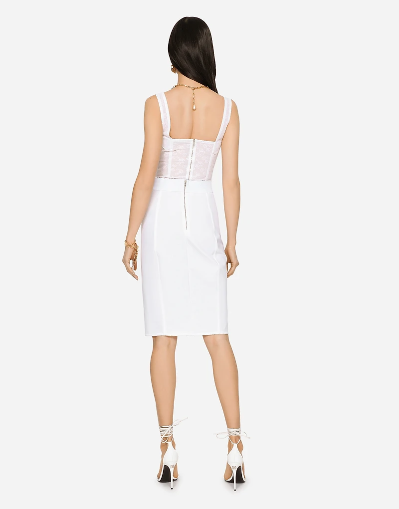 Marquisette and satin skirt with corset details