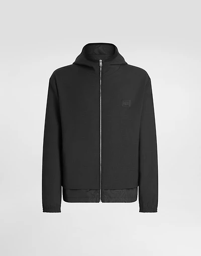 Wool canvas hooded jacket