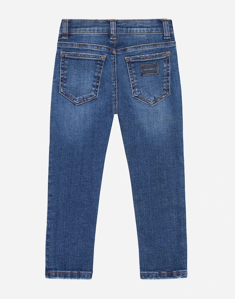 Dark blue slim-fit stretch jeans