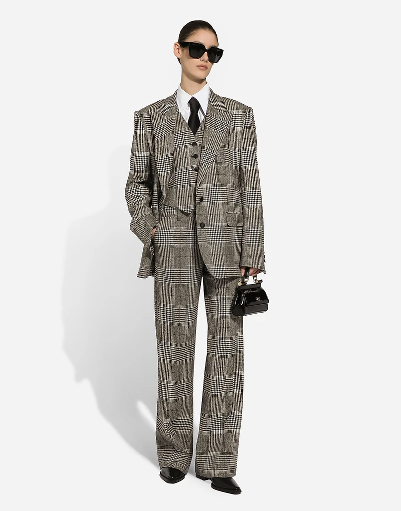 Flared glen plaid pants