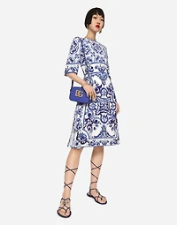 Majolica-print charmeuse midi dress