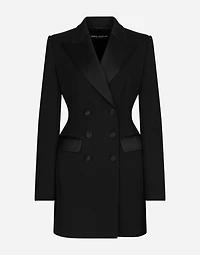 Long double-breasted Dolce tuxedo jacket stretch wool