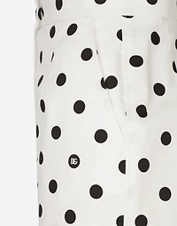 High-waisted cotton shorts with polka-dot print