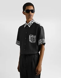Majolica-print hawaii silk jacquard shirt
