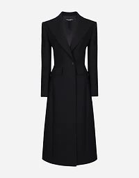 Long single-breasted wool cady coat