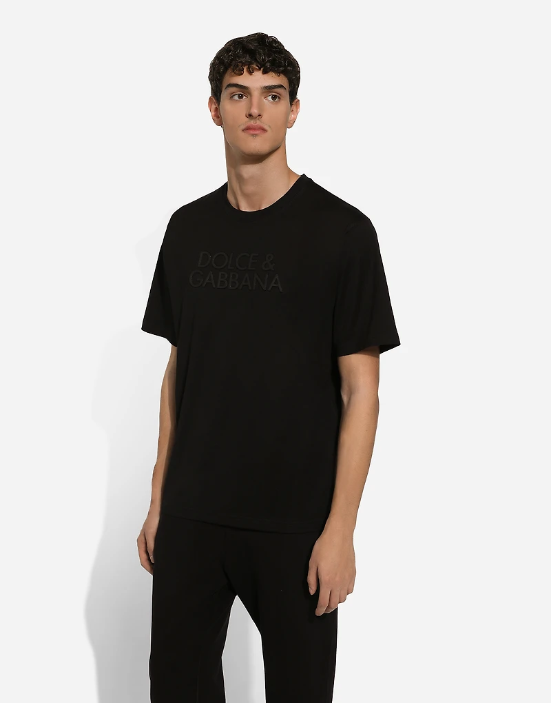Cotton T-shirt with logo embroidery
