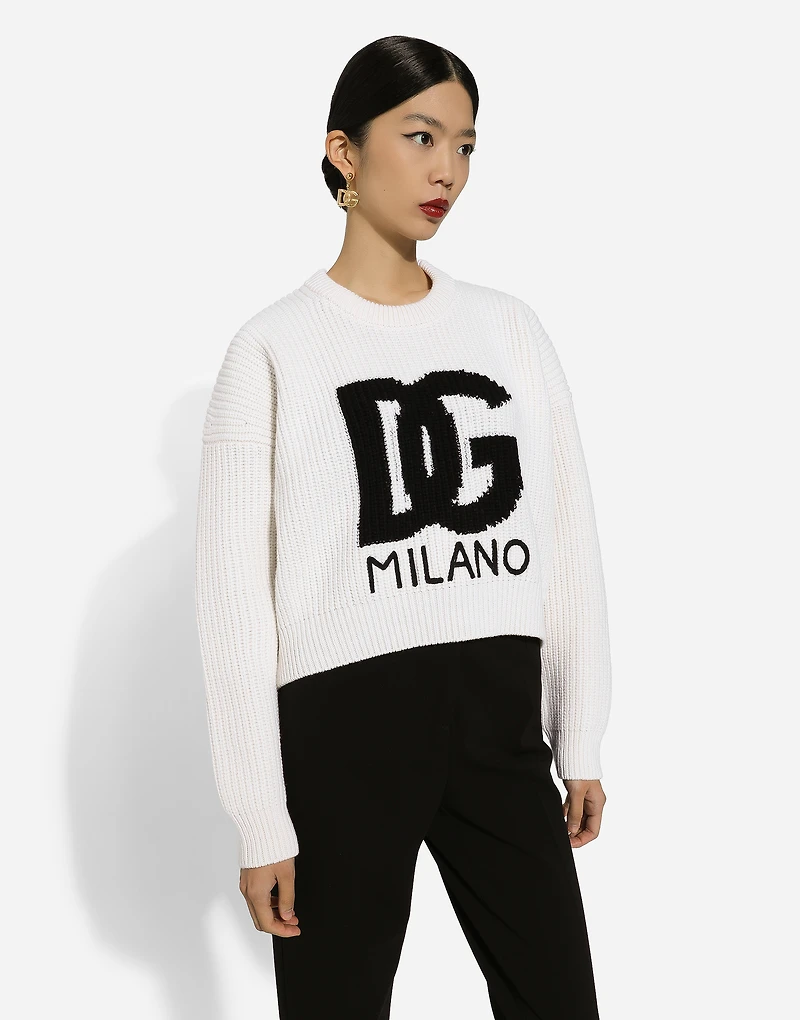 Ribbed wool sweater with DG logo