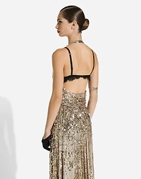 Long sequined dress with slit