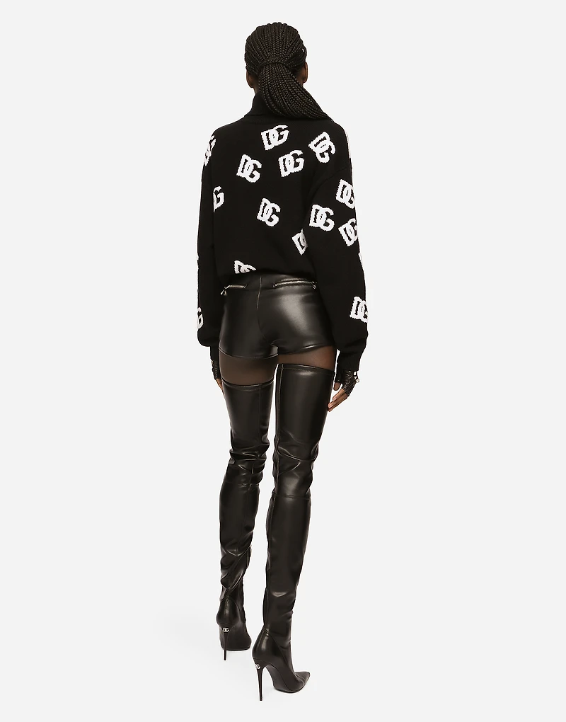 Virgin wool turtleneck with inlaid DG logo