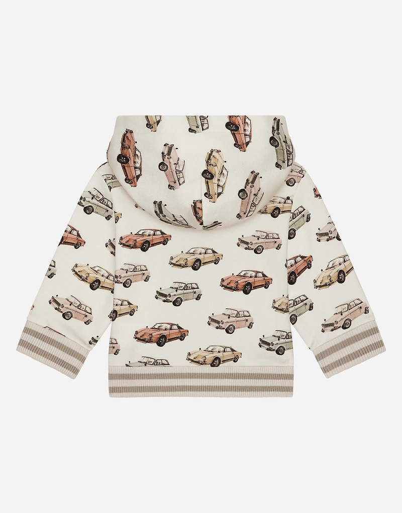 Jersey hoodie with print