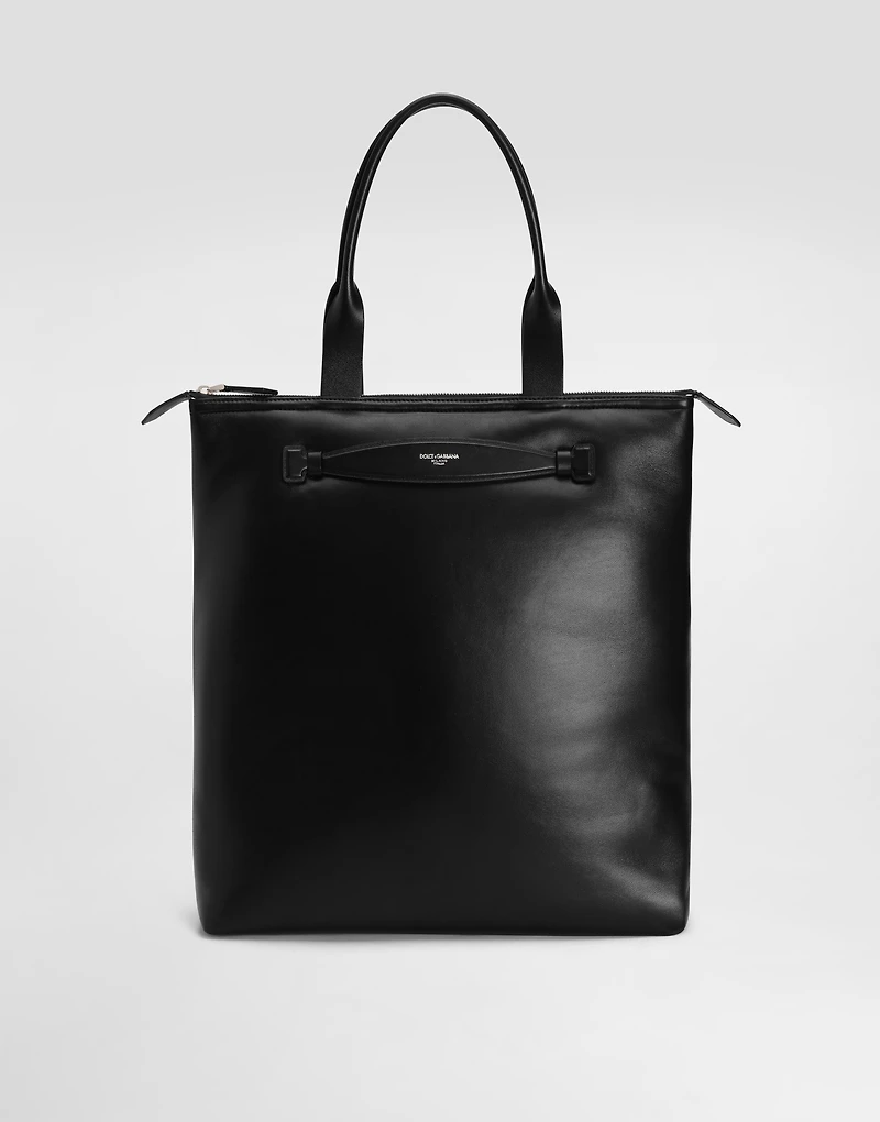 Calfskin nappa leather shopper