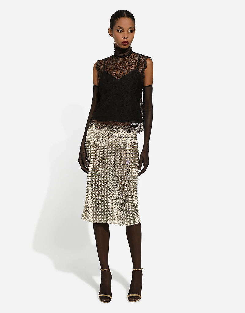 Sleeveless Chantilly lace top